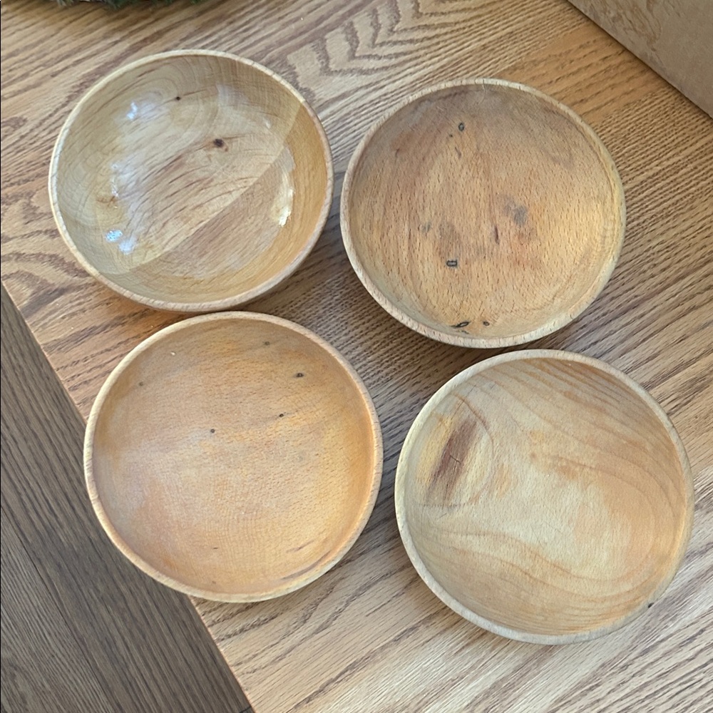 Wood Dining Bowls Set 4